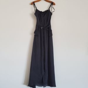 bebe Belted Polka Dot Button Up Maxi Dress
